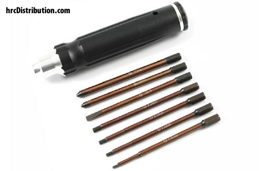 Tool - Screwdriver - Aluminum - 7 in 1 - Hex 1.5 / 2 / 2.5 / 3mm, Flat 4mm, Philips 4 / 5mm