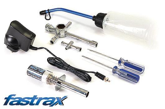 Fastrax - FAST692E - Nitro Starter Set - CH - Tankflasche / Glühkerzenstecker mit Lader / Schraubendreher und Schlüsseln