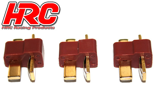 HRC Racing - HRC9031A - Connector - Ultra T Plug - Male (3 pcs) - Gold