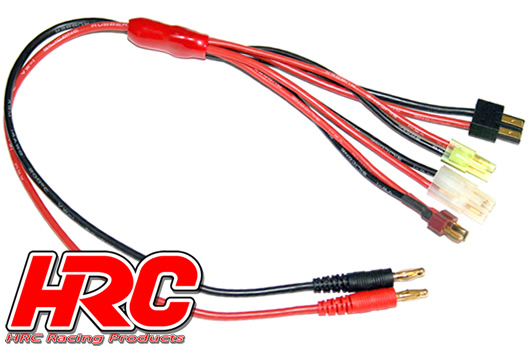 HRC Racing - HRC9123 - Charger Lead - Multi 4mm Bullet to Tamiya / Mini Tamiya / TRX / Ultra T (Deans compatible) - 300mm - Gold