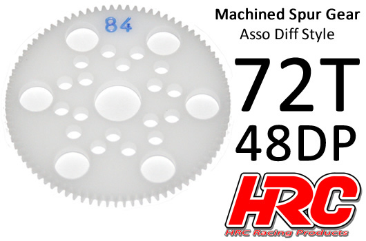 HRC Racing - HRC74872A - Spur Gear - 48DP - Low Friction Machined Delrin - Diff Style -  72T
