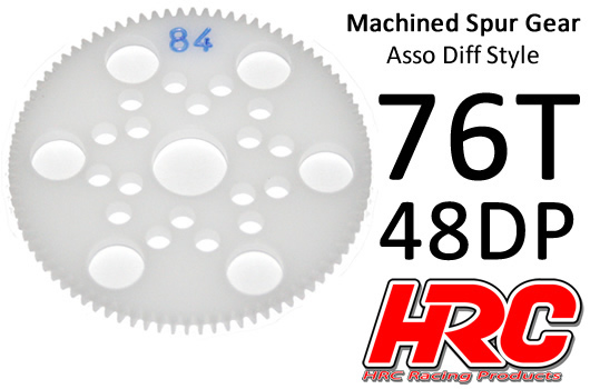 HRC Racing - HRC74876A - Spur Gear - 48DP - Low Friction Machined Delrin - Diff Style -  76T