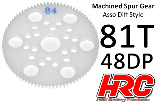 HRC Racing - HRC74881A - Spur Gear - 48DP - Low Friction Machined Delrin - Diff Style -  81T
