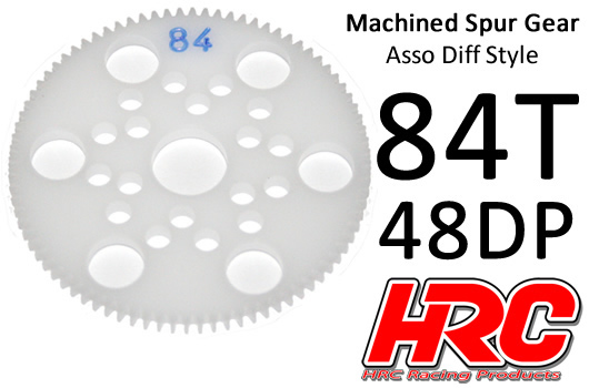 HRC Racing - HRC74884A - Spur Gear - 48DP - Low Friction Machined Delrin - Diff Style -  84T