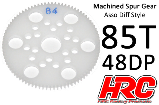 HRC Racing - HRC74885A - Spur Gear - 48DP - Low Friction Machined Delrin - Diff Style -  85T