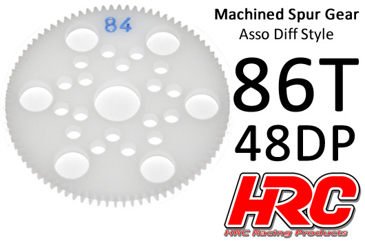 HRC Racing - HRC74886A - Spur Gear - 48DP - Low Friction Machined Delrin - Diff Style -  86T