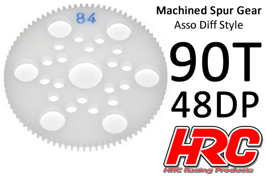 HRC Racing - HRC74890A - Spur Gear - 48DP - Low Friction Machined Delrin - Diff Style -  90T