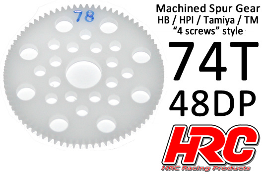 HRC Racing - HRC74874P - Corona - 48DP - Low Friction Machined Delrin - HPI/HB/Tamiya Style -  74T