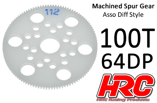 HRC Racing - HRC764100A - Spur Gear - 64DP - Low Friction Machined Delrin - Diff Style - 100T