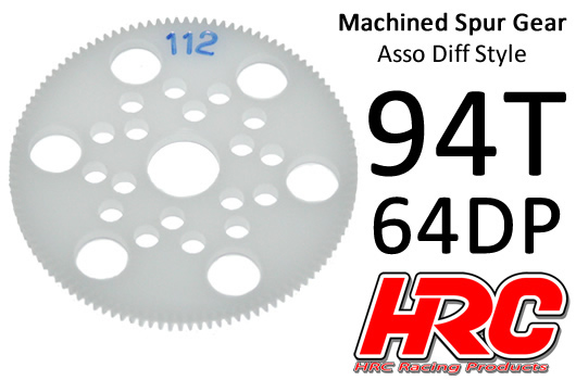 HRC Racing - HRC76494A - Corona - 64DP - Low Friction Machined Delrin - Diff Style -  94T