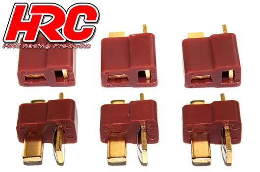 HRC Racing - HRC9030 - Connector - Ultra T Plug - Male & Female (3 pcs each) - Gold