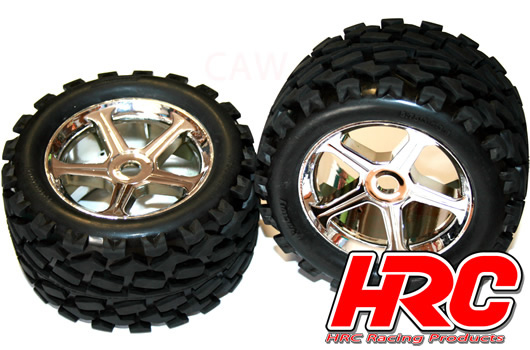 HRC Racing - HRC61201 - Tires - Monster Truck - Mounted - 17mm Hex - HRC Trooper (2 pcs) - fits T/E-Maxx / Revo / E-Revo / Savage / Trooper