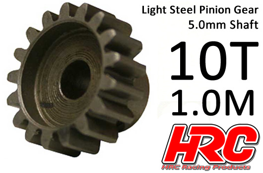 HRC Racing - HRC71010 - Pinion Gear - 1.0M / 5mm Shaft - Steel - Light - 10T