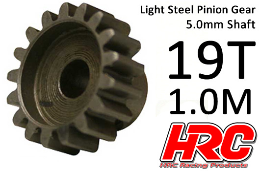 HRC Racing - HRC71019 - Pinion Gear - 1.0M / 5mm Shaft - Steel - Light - 19T