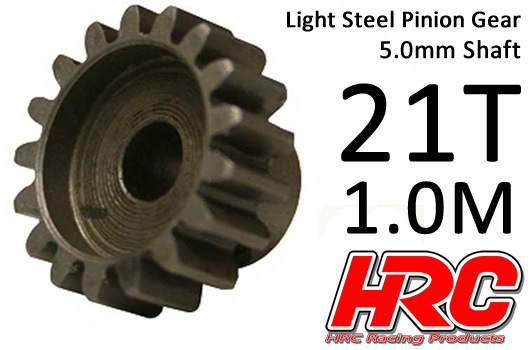 HRC Racing - HRC71021 - Pignon - 1.0M / axe 5mm - Acier - Léger - 21D