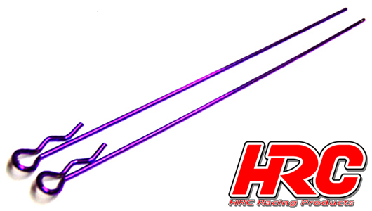 HRC Racing - HRC2070PU - Clips Carrozzeria - 1/10 - Lungo - piccola testa - Purple (10 pzi)