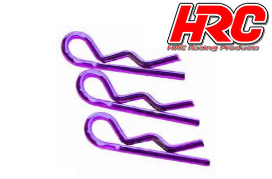 HRC Racing - HRC2071PU - Karosserieklammern - 1/10 - Kurz - Klein Kopf - Purple (10 Stk.)