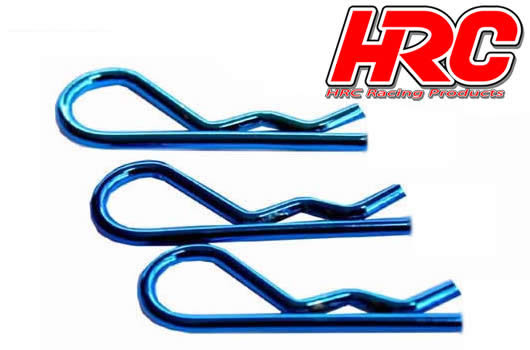 HRC Racing - HRC2073BL - Clips de carrosserie - 1/8 - courts - petite boucle - Bleu (10 pces)