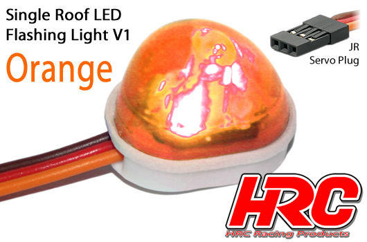 HRC Racing - HRC8736O - Light Kit - 1/10 TC/Drift - LED - JR Plug - Single Roof Flashing Light V1 - Orange