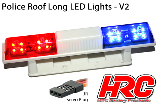 HRC Racing - HRC8732 - Set d'éclairage - 1/10 TC/Drift - LED - Prise JR - Barre de toit Police V2 - 6 modes de clignotement (Bleu / Rouge)