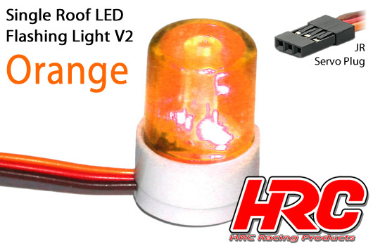 Light Kit - 1/10 TC/Drift - LED - JR Plug - Single Roof Flashing Light V2 - Orange