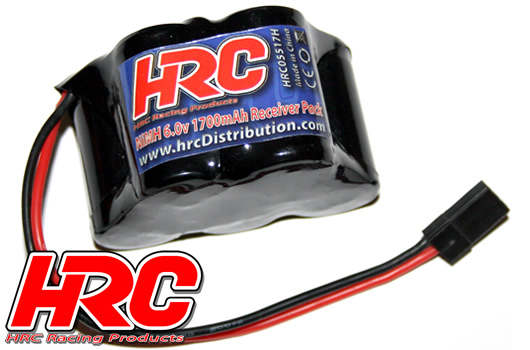 HRC Racing - HRC05517H - Accu - 5 Eléments - Accu récepteur - NiMH - 6V 1700mAh - pyramide - prise UNI 50x30x30mm
