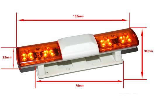 Light Kit - 1/10 TC/Drift - LED - JR Plug - Rescue Roof Long Lights V1 - 6 Flashing Modes (Orange / Orange)