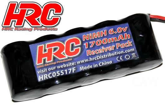 HRC Racing - HRC05517FB - Accu - 5 Eléments - Accu récepteur - NiMH - 6V 1700mAh - plat - prise BEC 85x30x18mm
