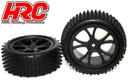 Tires - 1/10 Buggy - 4WD Front - mounted - Black wheels - 2.2" - 12mm hex - Stub Pattern (2 pcs)