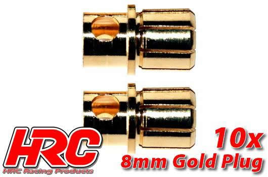HRC Racing - HRC9008M - Connector - 8.0mm - Male (10 pcs) - Gold