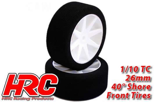 HRC Racing - HRC61085 - Tires - 1/10 Touring - mounted - 12mm Hex - 26mm - 40° shore foam tire (2 pcs)