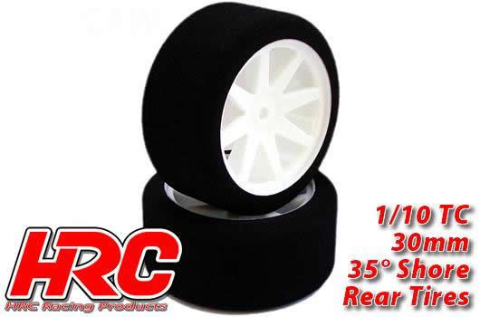 HRC Racing - HRC61093 - Tires - 1/10 Touring - mounted - 12mm Hex - 30mm (Rear) - 35° shore foam tire (2 pcs)