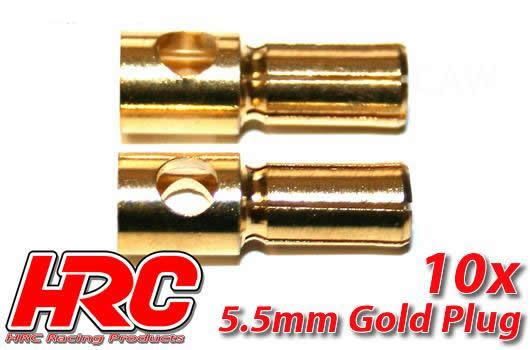 HRC Racing - HRC90055M - Connector - 5.5mm - Male (10 pcs) - Gold