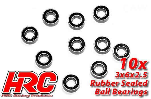 HRC Racing - HRC1200RS - Ball Bearings - metric -  3x 6x2.5mm Rubber sealed (10 pcs)