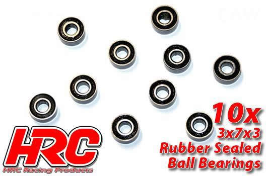 HRC Racing - HRC1204RS - Ball Bearings - metric -  3x 7x3mm Rubber sealed (10 pcs)