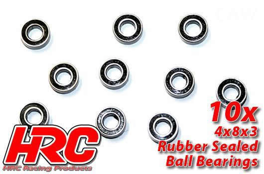 HRC Racing - HRC1208RS - Ball Bearings - metric -  4x 8x3mm Rubber sealed (10 pcs)