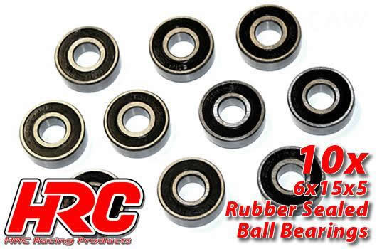 HRC Racing - HRC1260RS - Ball Bearings - metric -  6x15x5mm Rubber sealed (10 pcs)