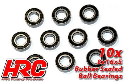 HRC Racing - HRC1272RS - Ball Bearings - metric -  8x16x5mm Rubber sealed (10 pcs)