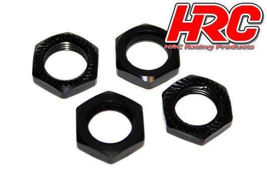 HRC Racing - HRC1056BK - Wheel Nuts 1/8  - 17mm x 1.0 - serrated flanged - Black (4 pcs)