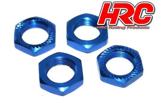 HRC Racing - HRC1056BL - Ecroux de roues 1/8 - 17mm x 1.0 - strié flasqué - Bleu (4 pces)