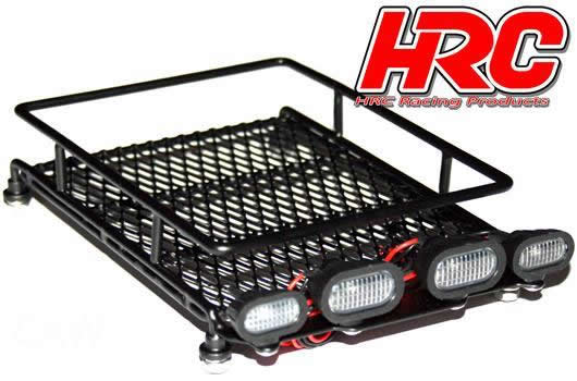 HRC Racing - HRC25078BK - Parti di carrozzeria - 1/10 Accessory - Scale - Portapacchi 15x10x4 per Crawler - con fari LEDs - Nero