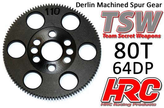 HRC Racing - HRC76480T - Spur Gear - 64DP - Low Friction Machined Delrin -   80T