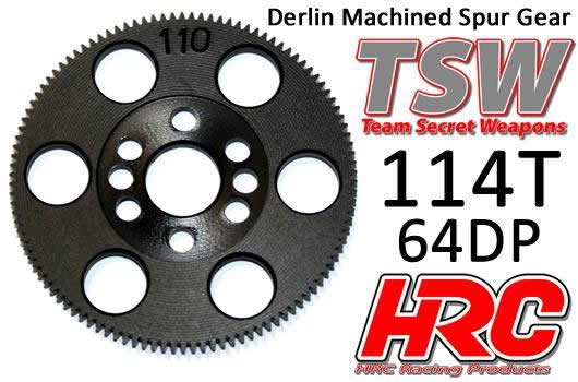 HRC Racing - HRC764114T - Spur Gear - 64DP - Low Friction Machined Delrin -  114T