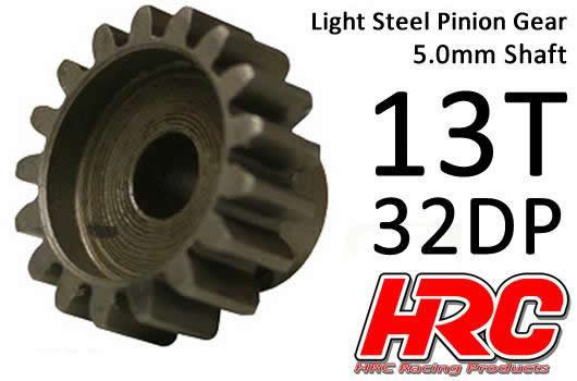 HRC Racing - HRC73213 - Pinion Gear - 32DP / 0,8M / 5mm Shaft - Steel - Light - 13T