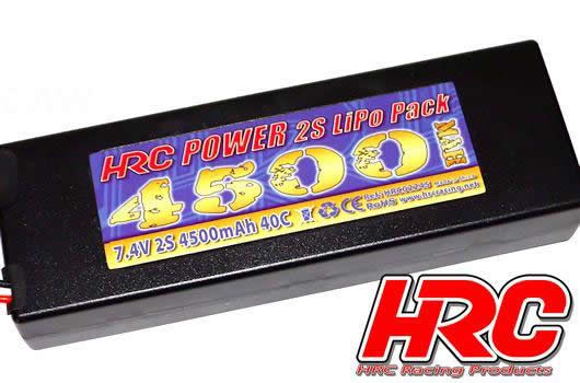 HRC Racing - HRC02245D - Batteria - LiPo 2S - 7.4V 4500mAh 40C - RC Car - HRC Power 4500 - Hard Case - Ultra T Connettore