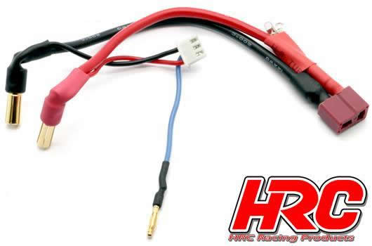 HRC Racing - HRC9152DL - Charge & Drive Lead - 5mm Plug to Ultra T & Balancer Battery Plug with Polarity Check LED - Gold