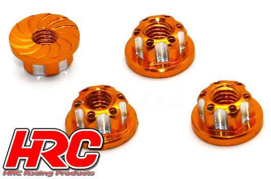 HRC Racing - HRC1053GD - Wheel Nuts  - M4 serrated flanged - Aluminum - Gold (4 pcs)