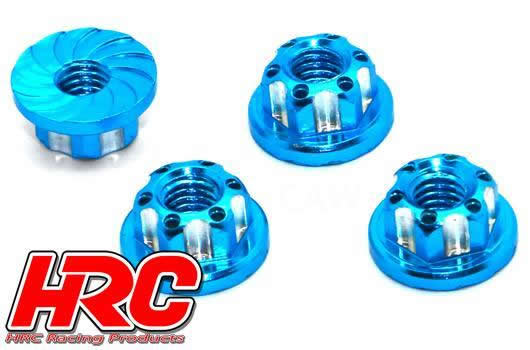 HRC Racing - HRC1053BL - Wheel Nuts - M4 serrated flanged - Aluminum - Blue (4 pcs)