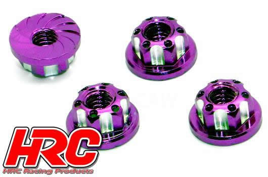 HRC Racing - HRC1053PU - Dadi Ruota - M4 autobloccante Flangiati - Alluminio - Purple (4 pzi)