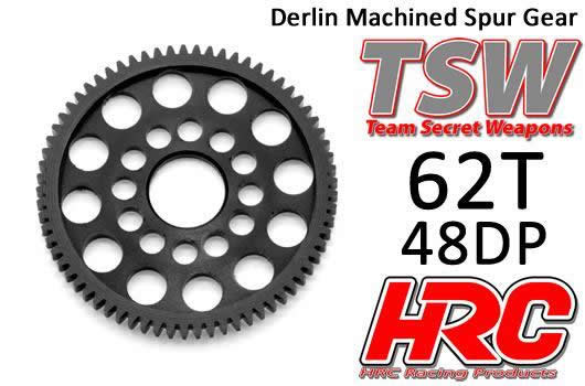 HRC Racing - HRC74862LW - Spur Gear - 48DP - Low Friction Machined Delrin - Ultra Light  -  62T
